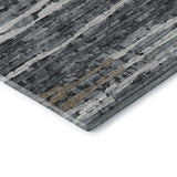10' X 14' Graphite And Ivory Striped Distressed Washable Area Rug With UV Protection - HomeRoots - Flyclothing LLC