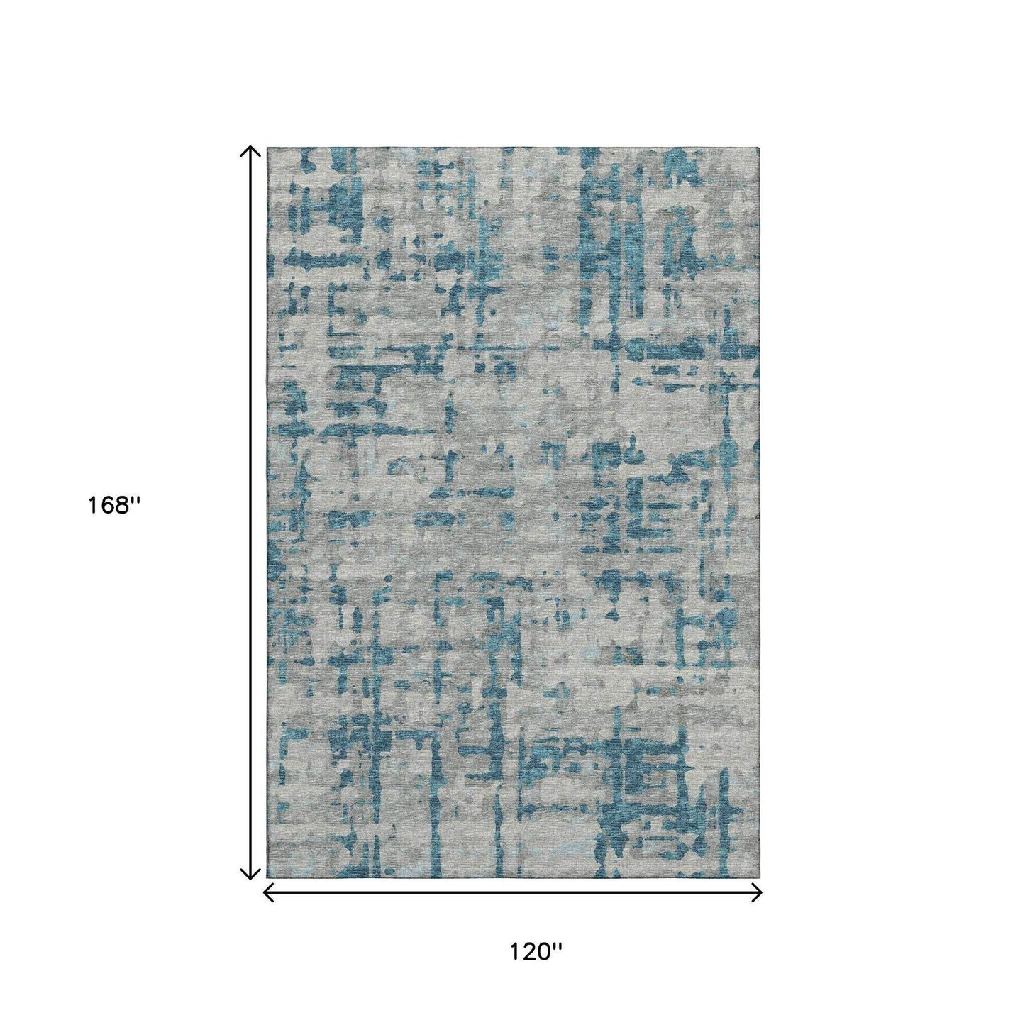 10' X 14' Persian Blue And Gray Abstract Distressed Washable Area Rug With UV Protection - HomeRoots - Flyclothing LLC