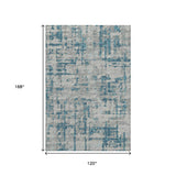 10' X 14' Persian Blue And Gray Abstract Distressed Washable Area Rug With UV Protection - HomeRoots - Flyclothing LLC