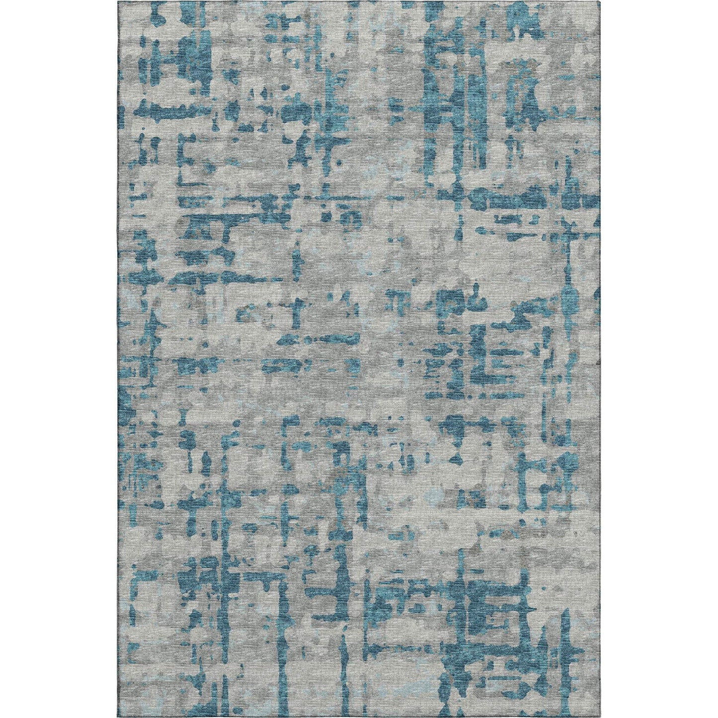 10' X 14' Persian Blue And Gray Abstract Distressed Washable Area Rug With UV Protection - HomeRoots - Flyclothing LLC