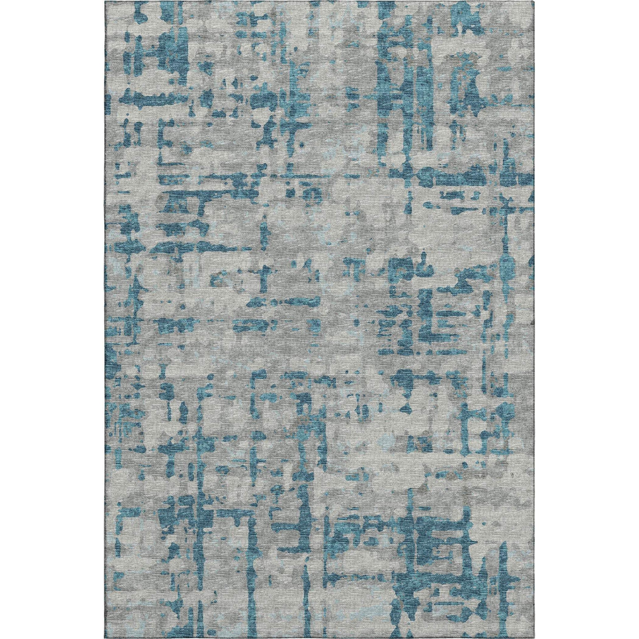 10' X 14' Persian Blue And Gray Abstract Distressed Washable Area Rug With UV Protection - HomeRoots - Flyclothing LLC