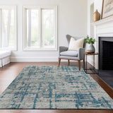 10' X 14' Persian Blue And Gray Abstract Distressed Washable Area Rug With UV Protection - HomeRoots - Flyclothing LLC