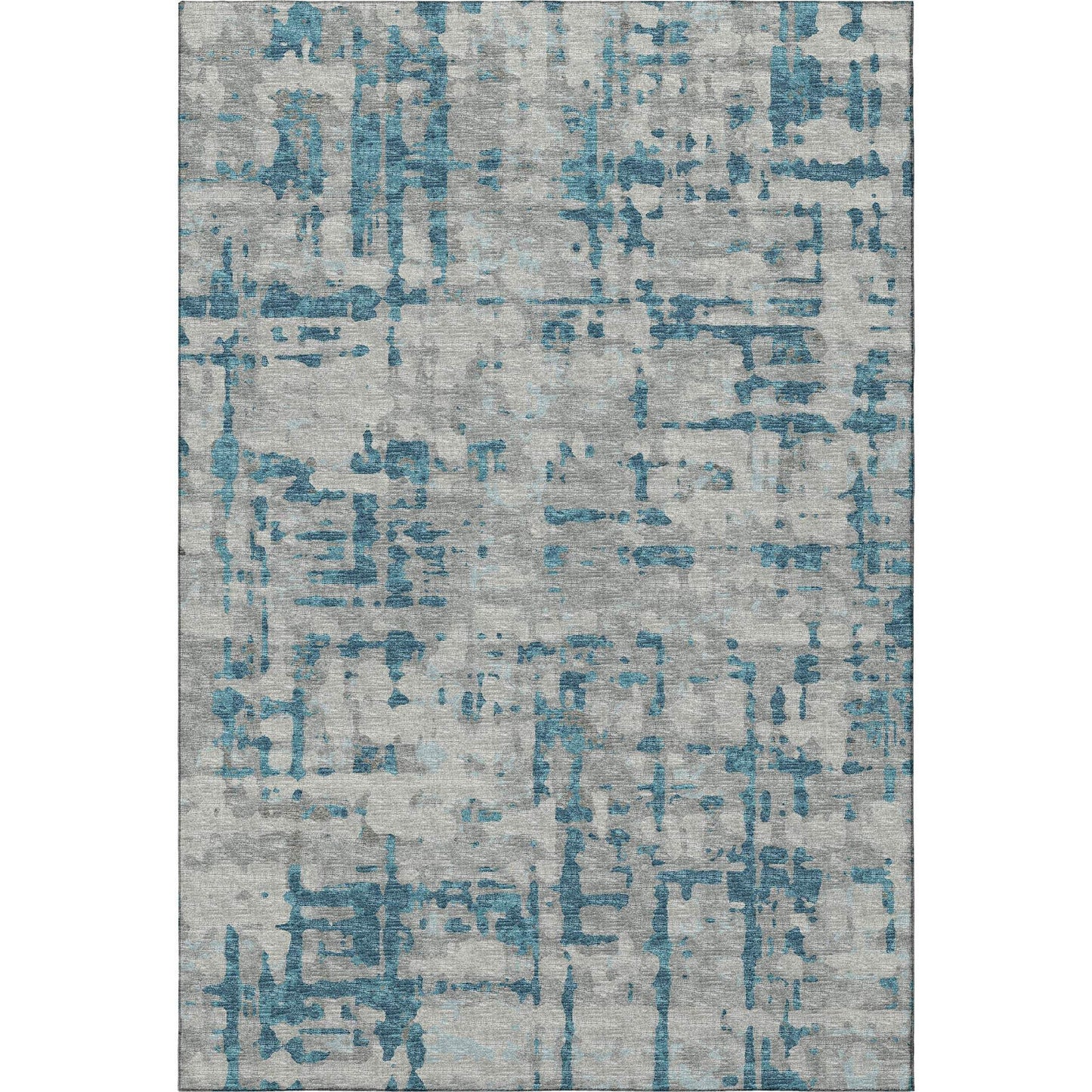 10' X 14' Persian Blue And Gray Abstract Distressed Washable Area Rug With UV Protection - HomeRoots - Flyclothing LLC
