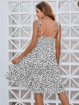 Printed Square Neck Tie Shoulder Dress - Trendsi - Flyclothing LLC
