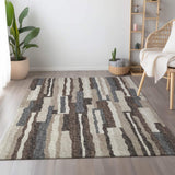 10' X 14' Brown Ivory And Gray Abstract Washable Area Rug With UV Protection - HomeRoots - Flyclothing LLC