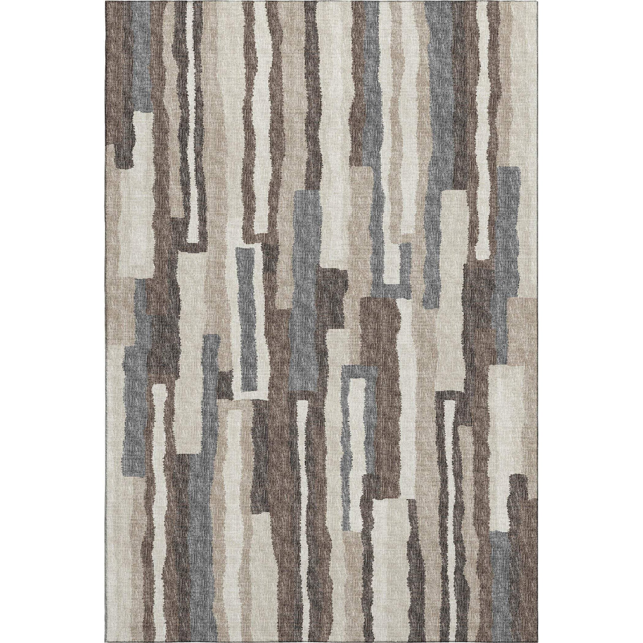 10' X 14' Brown Ivory And Gray Abstract Washable Area Rug With UV Protection - HomeRoots - Flyclothing LLC