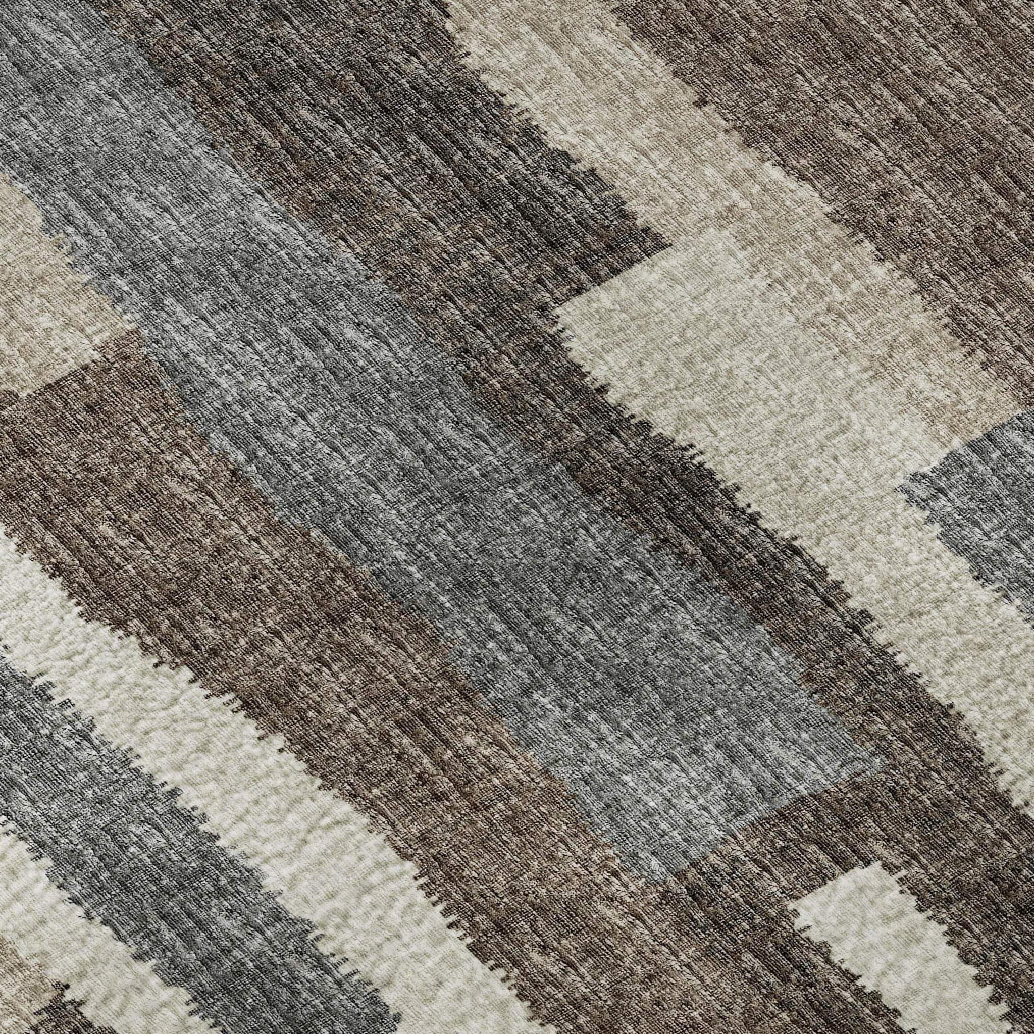 10' X 14' Brown Ivory And Gray Abstract Washable Area Rug With UV Protection - HomeRoots - Flyclothing LLC