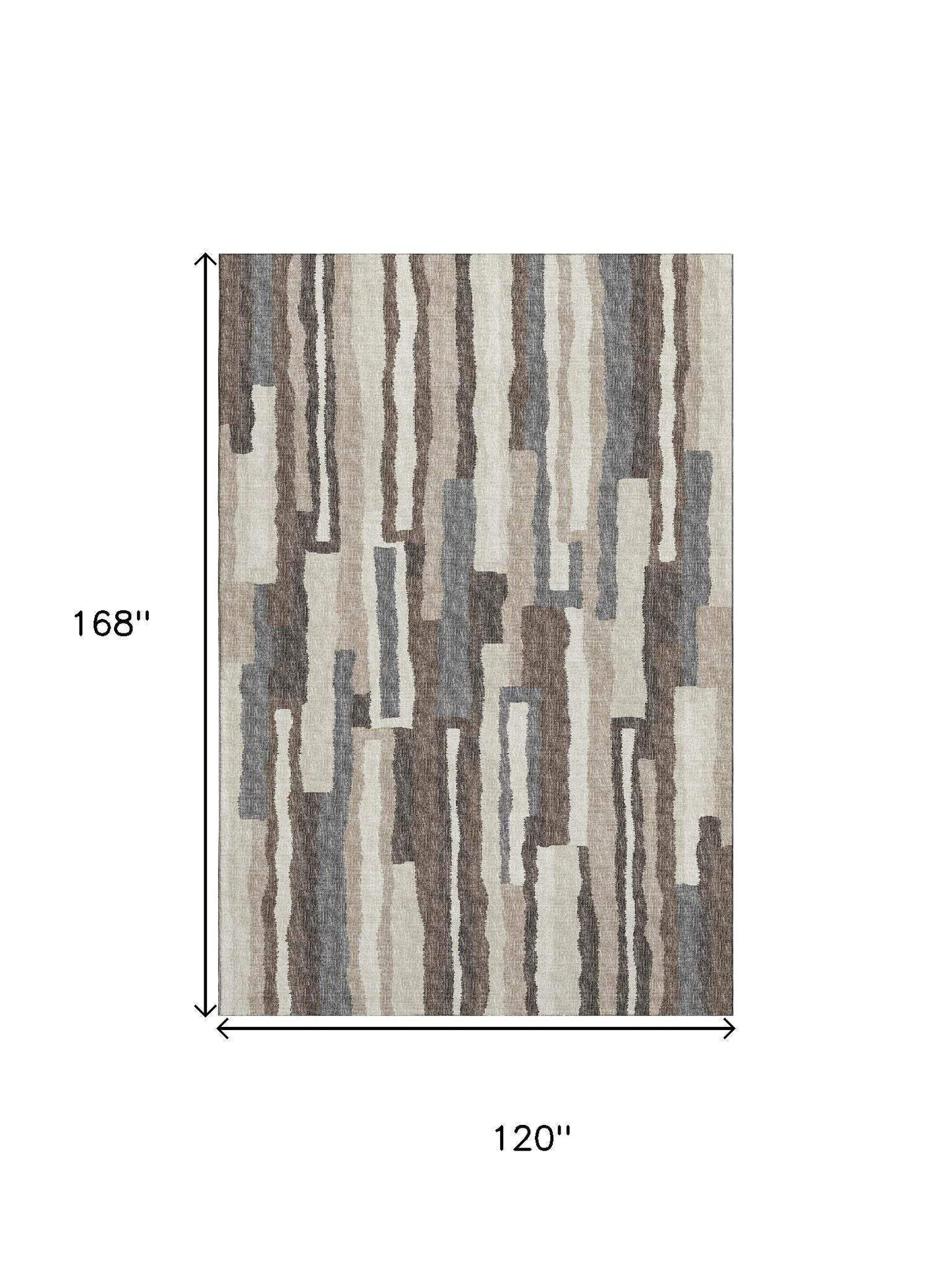 10' X 14' Brown Ivory And Gray Abstract Washable Area Rug With UV Protection - HomeRoots - Flyclothing LLC