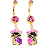 Pink Gem Gold Tone Anodized BFF Penguins Dangle Belly Ring Set - BodyCandy - Flyclothing LLC