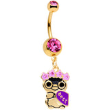 Pink Gem Gold Tone Anodized BFF Penguins Dangle Belly Ring Set - BodyCandy - Flyclothing LLC