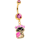 Pink Gem Gold Tone Anodized BFF Penguins Dangle Belly Ring Set - BodyCandy - Flyclothing LLC