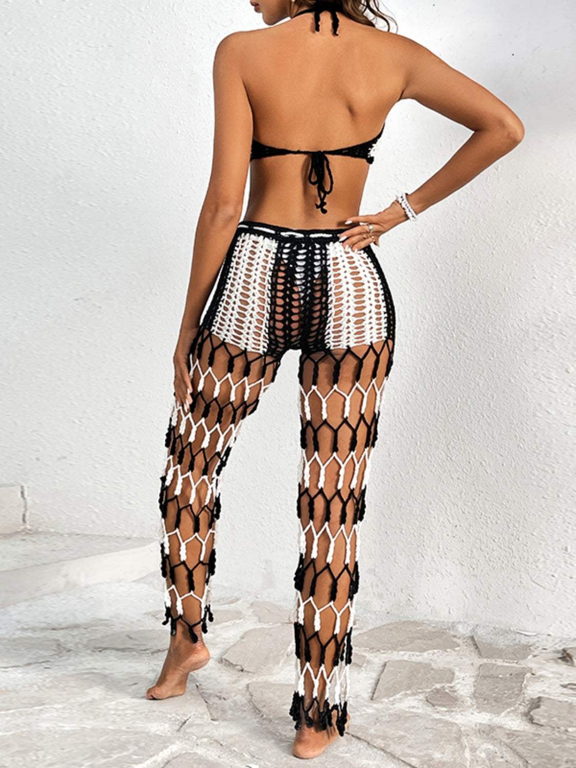Cutout Halter Neck Top and Pants Two-Piece Swim Set - Trendsi - Flyclothing LLC