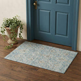3' X 5' Persian Blue Coffee And Ivory Floral Medallion Distressed Washable Area Rug With UV Protection - HomeRoots - Flyclothing LLC