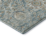 3' X 5' Persian Blue Coffee And Ivory Floral Medallion Distressed Washable Area Rug With UV Protection - HomeRoots - Flyclothing LLC