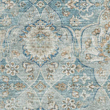 3' X 5' Persian Blue Coffee And Ivory Floral Medallion Distressed Washable Area Rug With UV Protection - HomeRoots - Flyclothing LLC