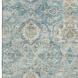 3' X 5' Persian Blue Coffee And Ivory Floral Medallion Distressed Washable Area Rug With UV Protection - HomeRoots - Flyclothing LLC