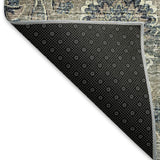 5' X 8' Denim Blue And Gray Floral Medallion Distressed Washable Area Rug With UV Protection - HomeRoots - Flyclothing LLC