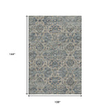 9' X 12' Denim Blue And Gray Floral Medallion Distressed Washable Area Rug With UV Protection - HomeRoots - Flyclothing LLC