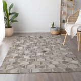 3' X 5' Gray Ivory And Beige Geometric Washable Area Rug With UV Protection - HomeRoots - Flyclothing LLC