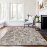 3' X 5' Gray Ivory And Beige Geometric Washable Area Rug With UV Protection - HomeRoots - Flyclothing LLC