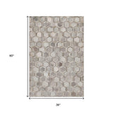 3' X 5' Gray Ivory And Beige Geometric Washable Area Rug With UV Protection - HomeRoots - Flyclothing LLC