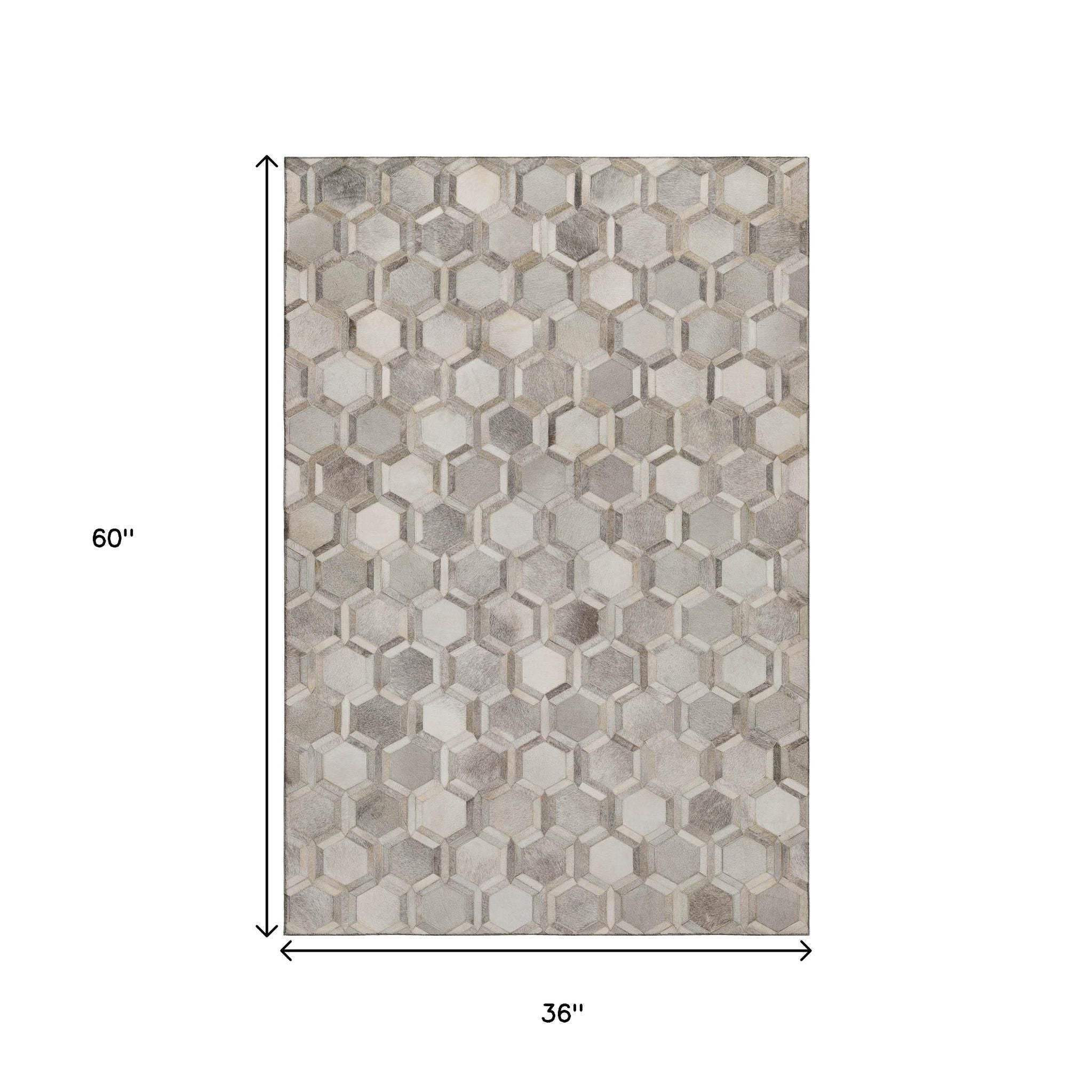 3' X 5' Gray Ivory And Beige Geometric Washable Area Rug With UV Protection - HomeRoots - Flyclothing LLC