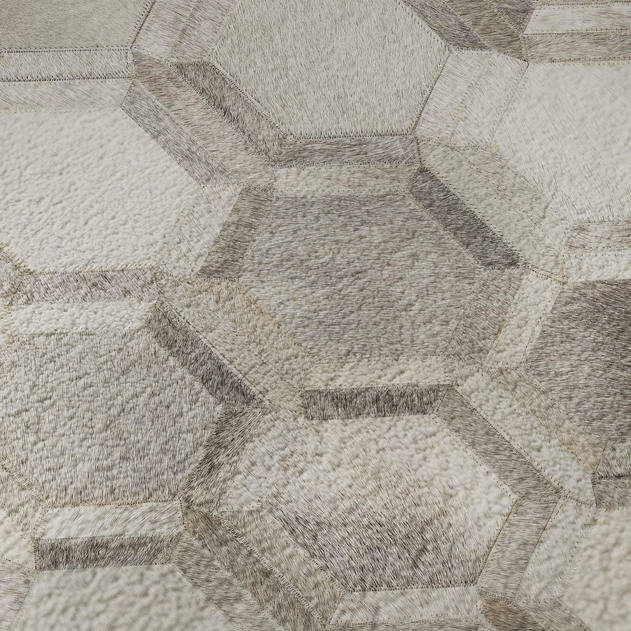 8' Gray Ivory And Beige Geometric Washable Round Rug With UV Protection - HomeRoots - Flyclothing LLC
