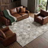 8' X 10' Gray Ivory And Beige Geometric Washable Area Rug With UV Protection - HomeRoots - Flyclothing LLC