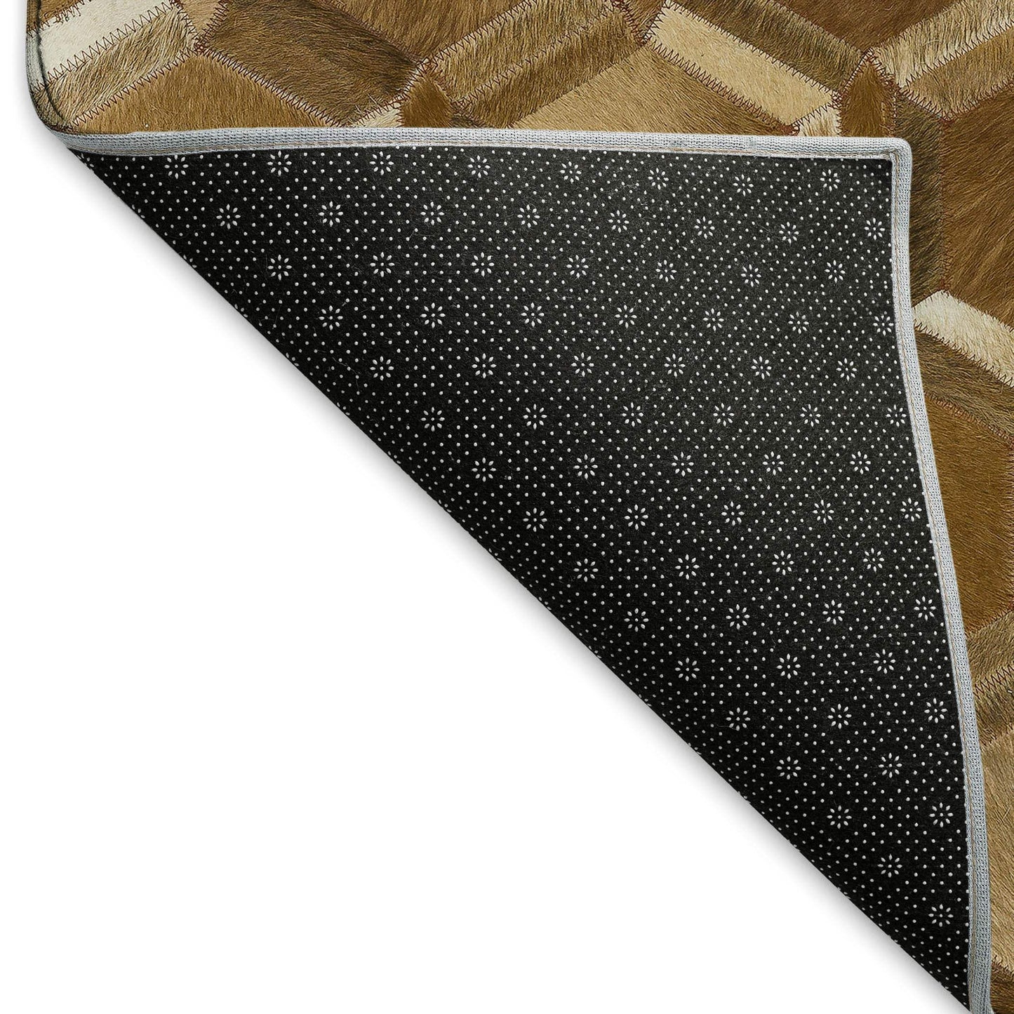 8' Brown Ivory And Beige Geometric Washable Round Rug With UV Protection - HomeRoots - Flyclothing LLC