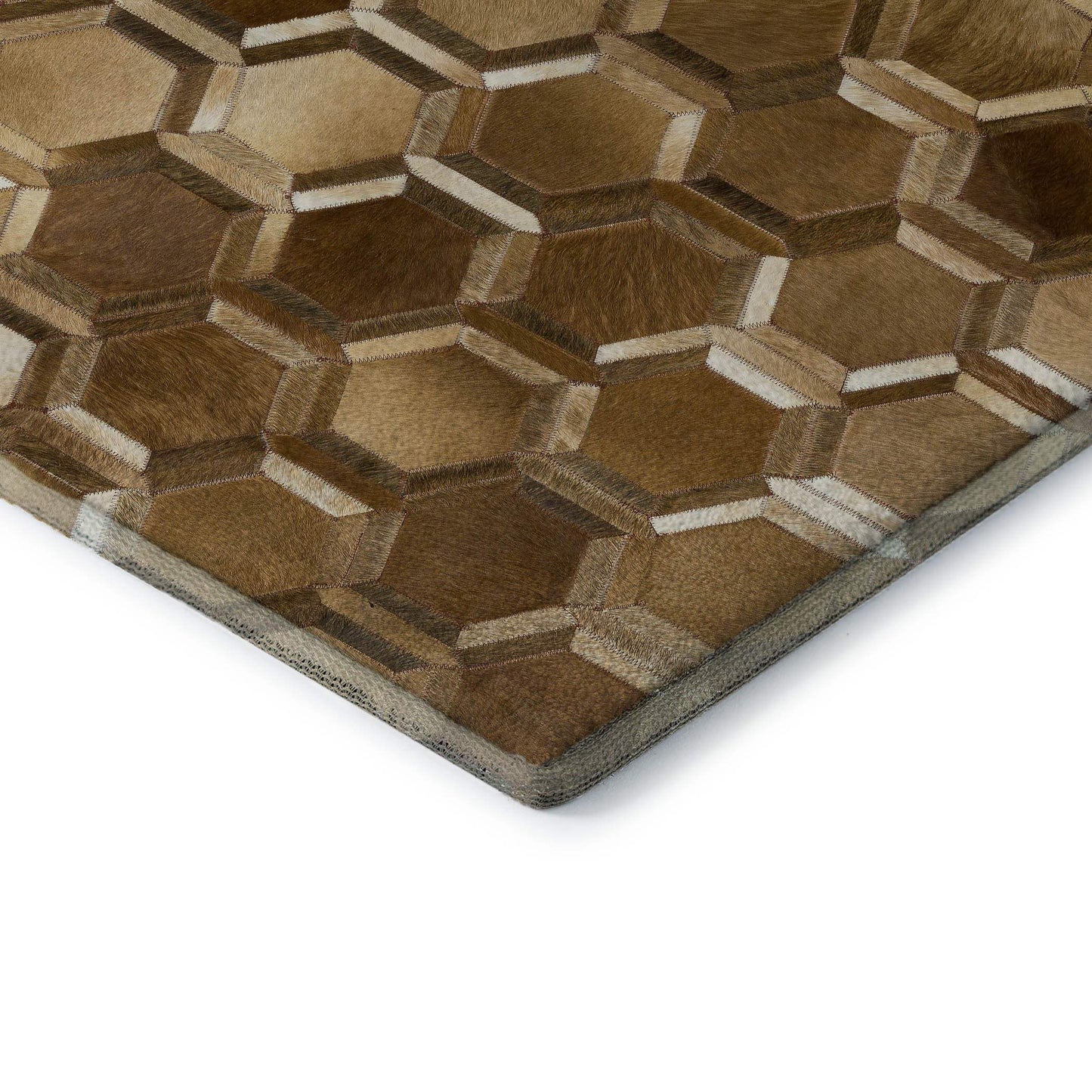 8' Brown Ivory And Beige Geometric Washable Round Rug With UV Protection - HomeRoots - Flyclothing LLC