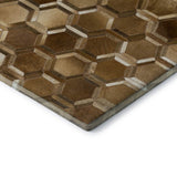 8' Brown Ivory And Beige Geometric Washable Round Rug With UV Protection - HomeRoots - Flyclothing LLC