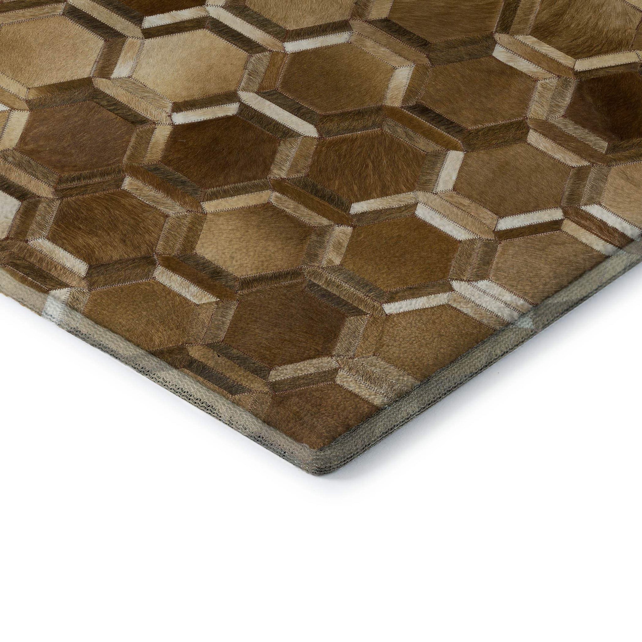 8' Brown Ivory And Beige Geometric Washable Round Rug With UV Protection - HomeRoots - Flyclothing LLC