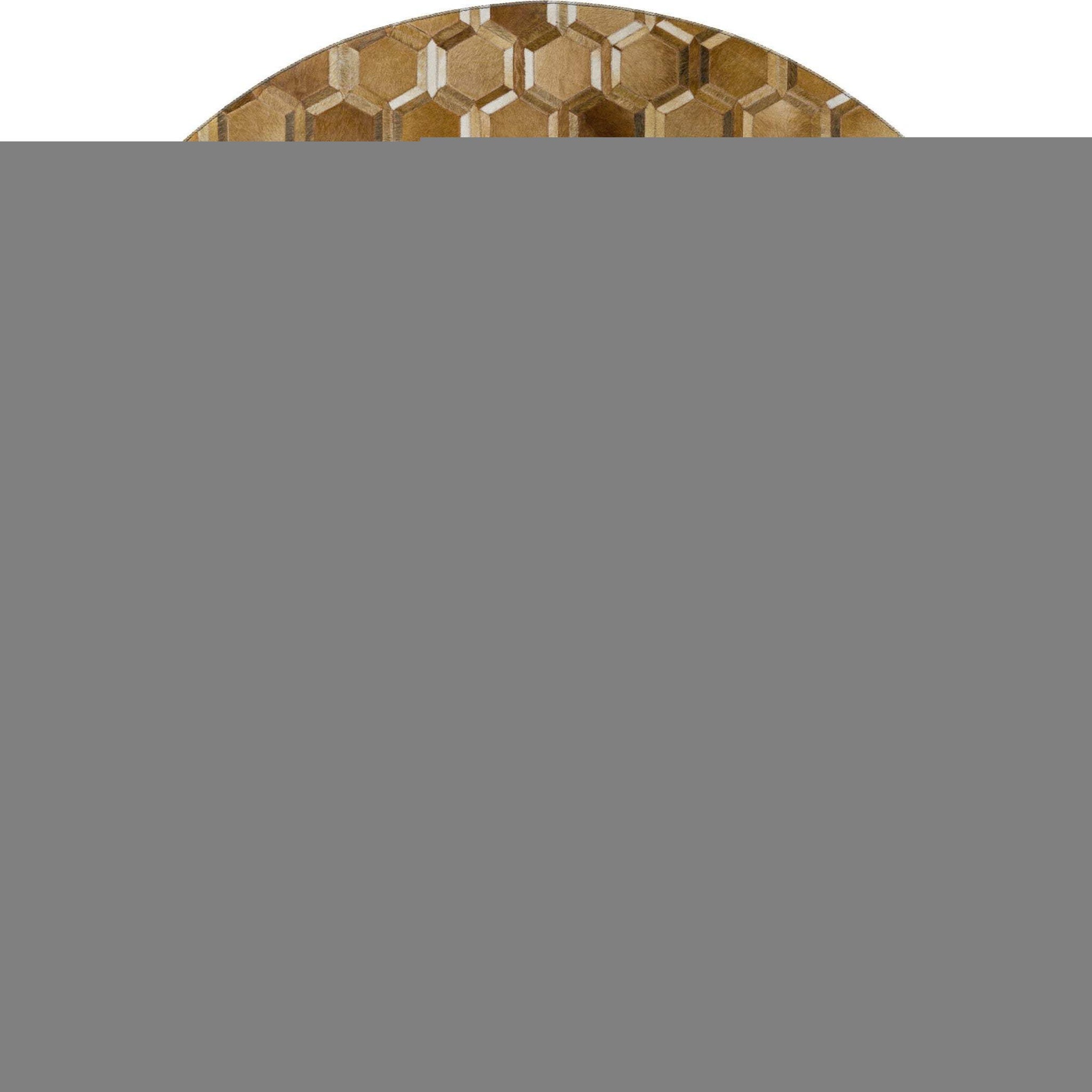 8' Brown Ivory And Beige Geometric Washable Round Rug With UV Protection - HomeRoots - Flyclothing LLC