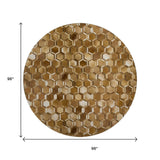 8' Brown Ivory And Beige Geometric Washable Round Rug With UV Protection - HomeRoots - Flyclothing LLC