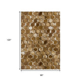 8' X 10' Brown Ivory And Beige Geometric Washable Area Rug With UV Protection - HomeRoots - Flyclothing LLC