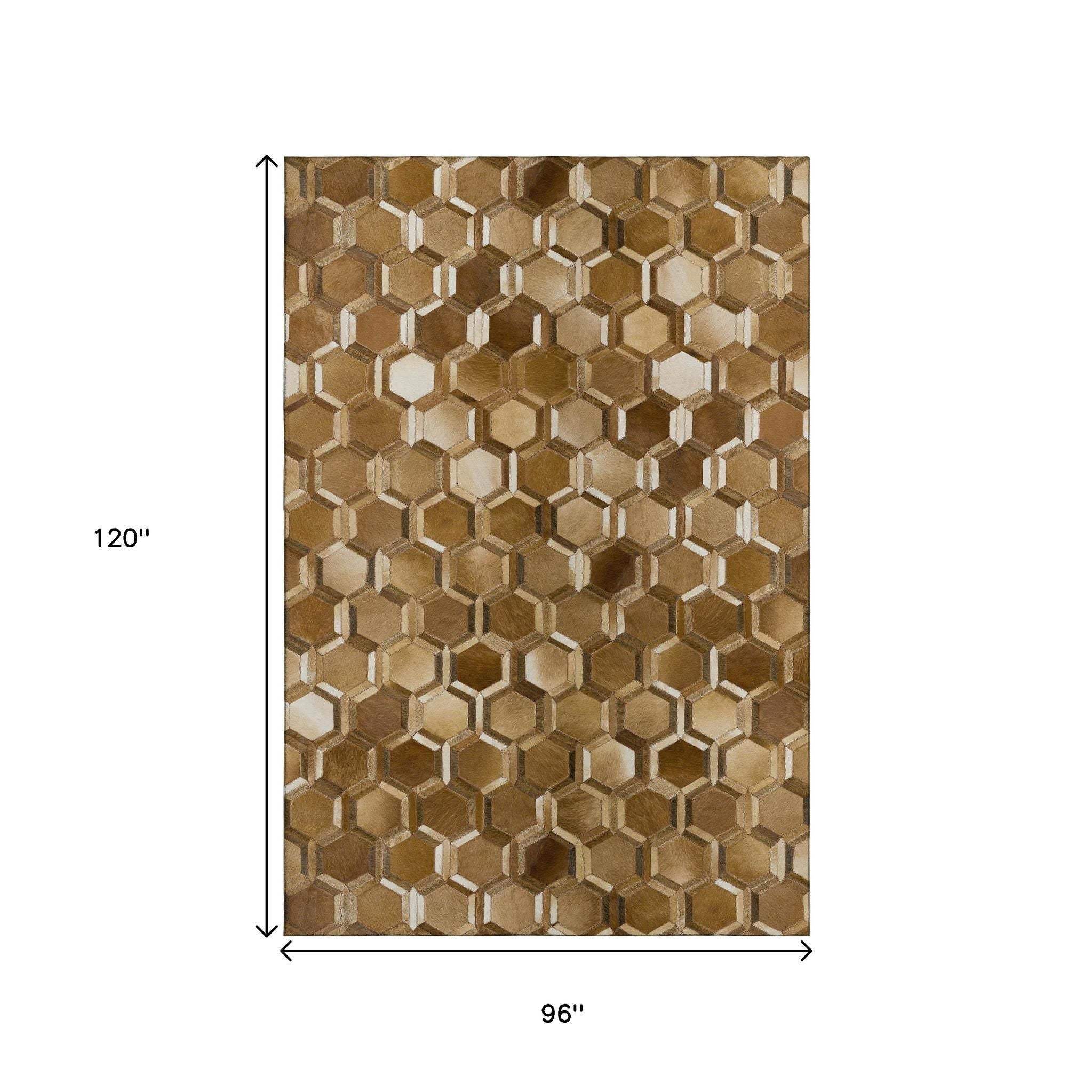 8' X 10' Brown Ivory And Beige Geometric Washable Area Rug With UV Protection - HomeRoots - Flyclothing LLC