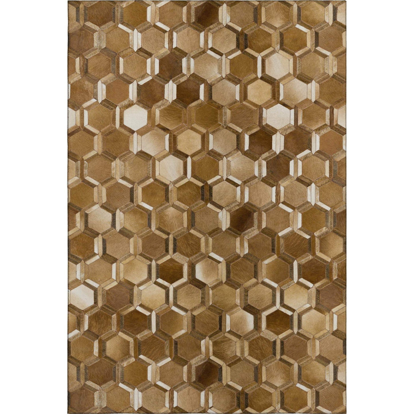 8' X 10' Brown Ivory And Beige Geometric Washable Area Rug With UV Protection - HomeRoots - Flyclothing LLC