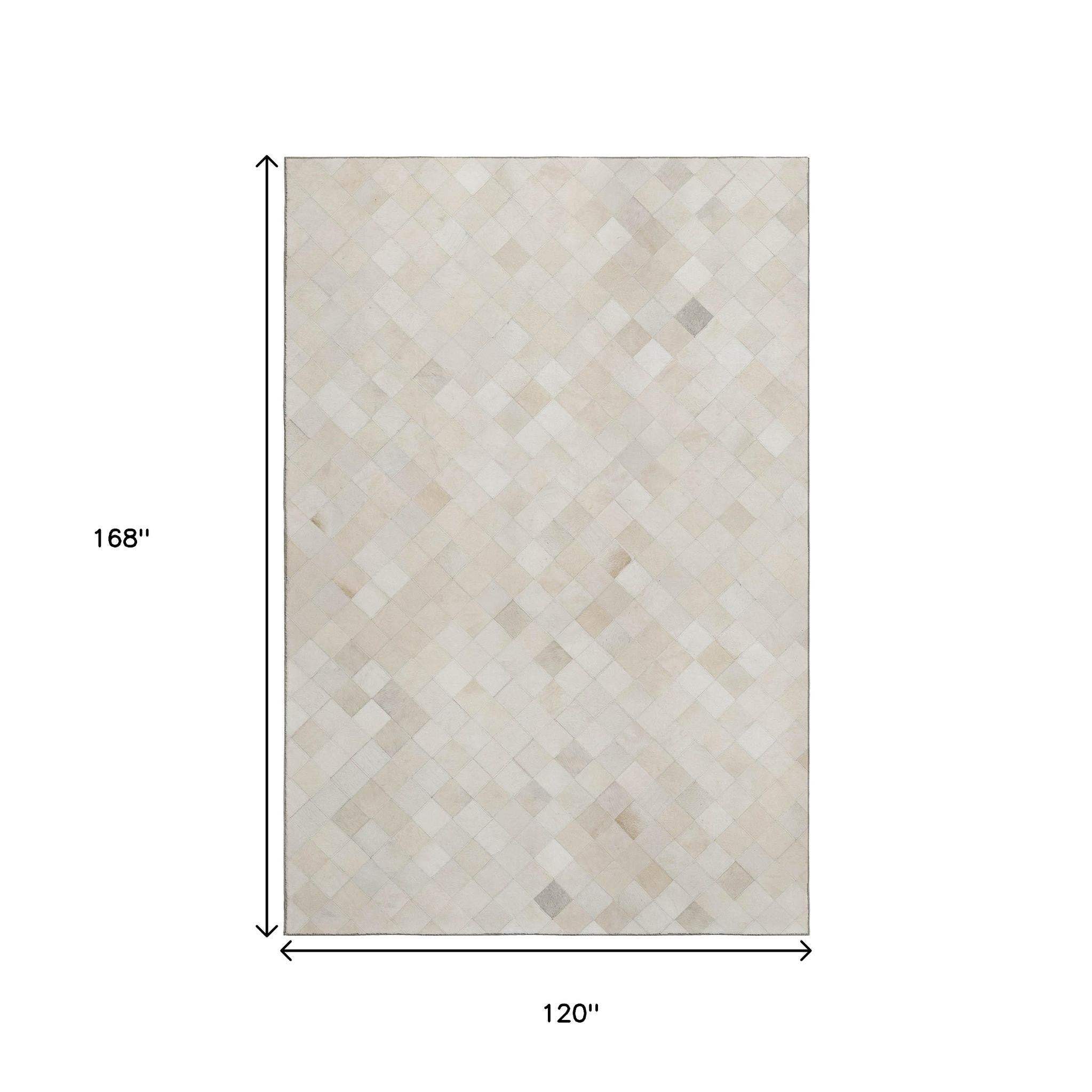 10' X 14' Ivory And Gray Diamond Washable Area Rug With UV Protection - HomeRoots - Flyclothing LLC
