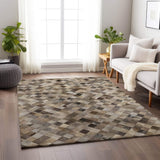 5' X 8' Beige Gray And Ivory Cowhide Print Washable Area Rug With UV Protection - HomeRoots - Flyclothing LLC