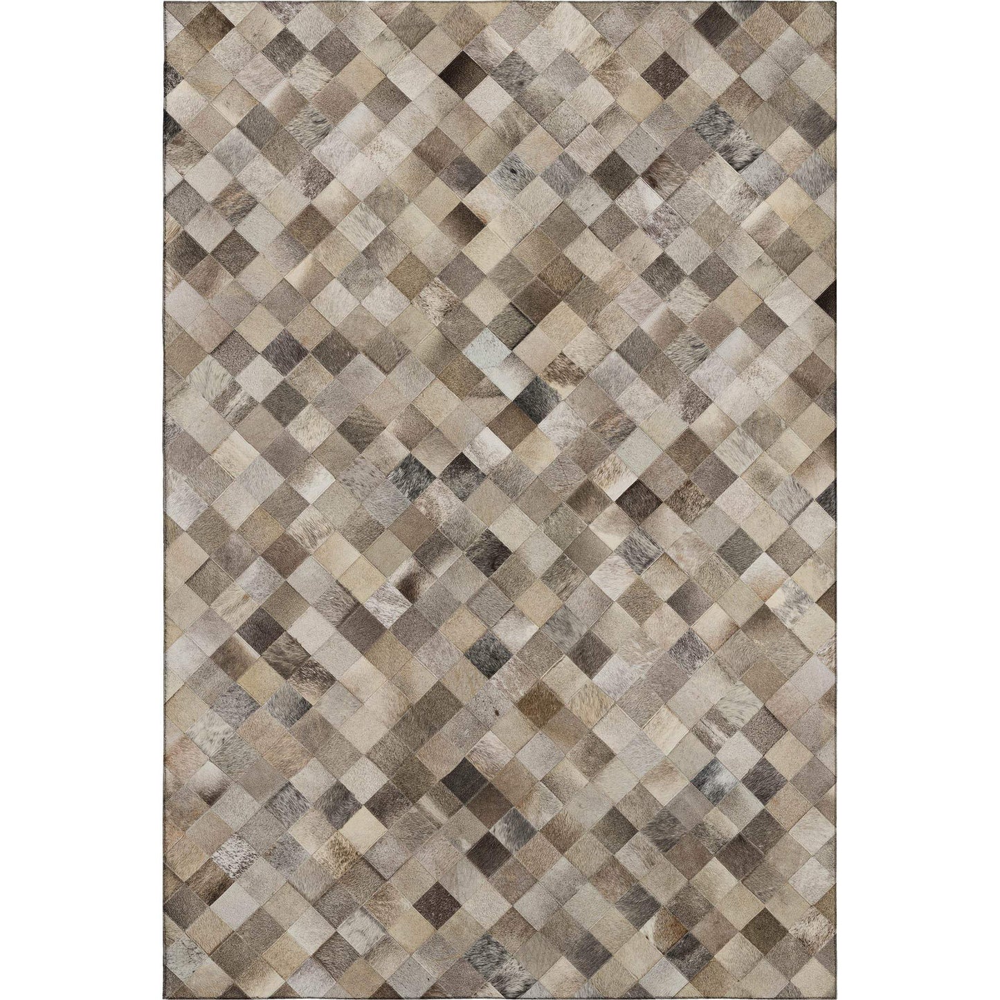 5' X 8' Beige Gray And Ivory Cowhide Print Washable Area Rug With UV Protection - HomeRoots - Flyclothing LLC