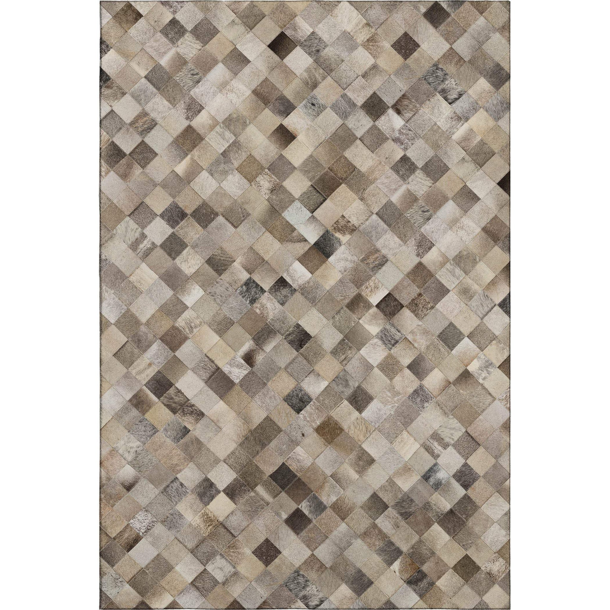 5' X 8' Beige Gray And Ivory Cowhide Print Washable Area Rug With UV Protection - HomeRoots - Flyclothing LLC