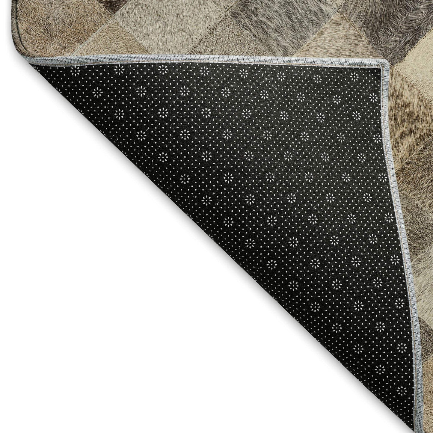 5' X 8' Beige Gray And Ivory Cowhide Print Washable Area Rug With UV Protection - HomeRoots - Flyclothing LLC