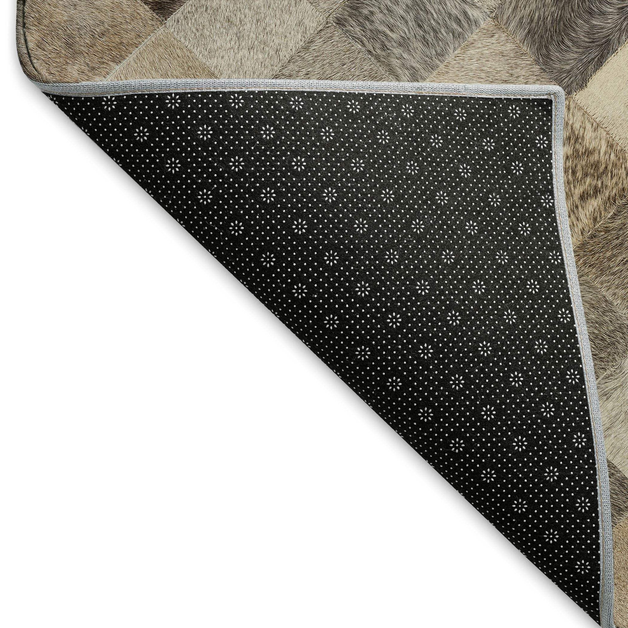 5' X 8' Beige Gray And Ivory Cowhide Print Washable Area Rug With UV Protection - HomeRoots - Flyclothing LLC