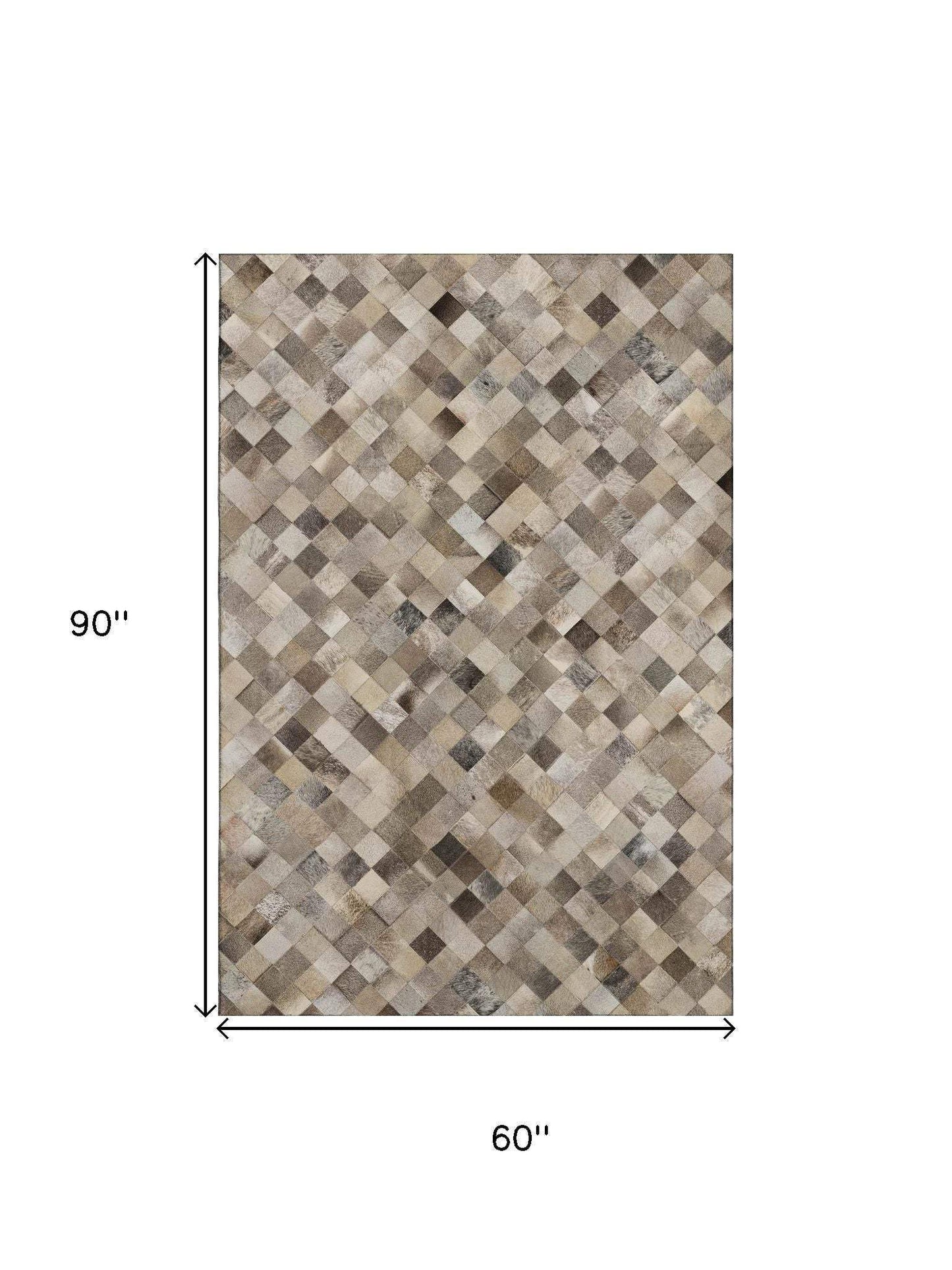 5' X 8' Beige Gray And Ivory Cowhide Print Washable Area Rug With UV Protection - HomeRoots - Flyclothing LLC