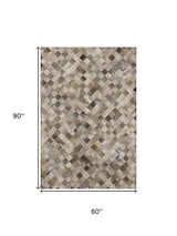 5' X 8' Beige Gray And Ivory Cowhide Print Washable Area Rug With UV Protection - HomeRoots - Flyclothing LLC