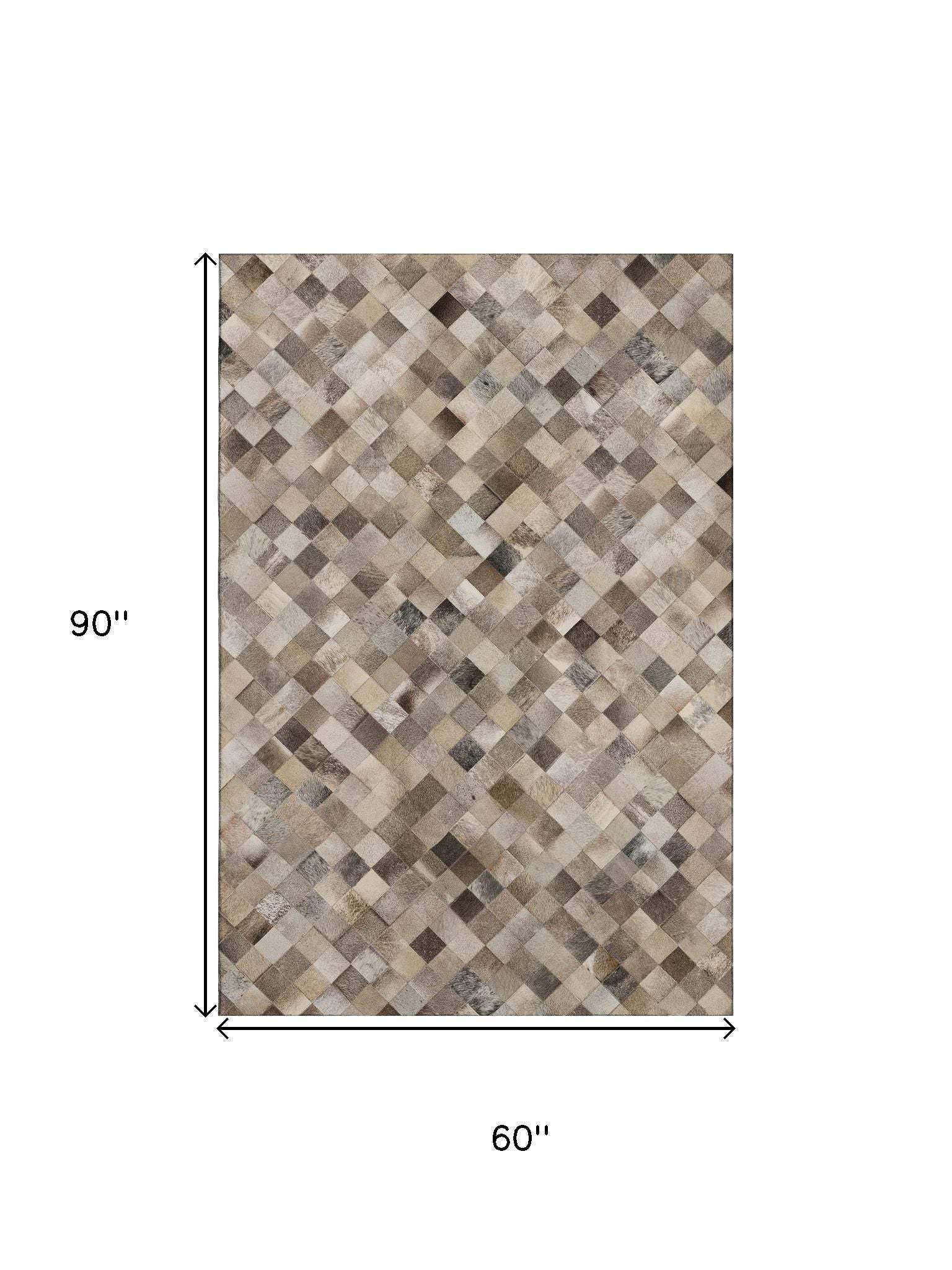 5' X 8' Beige Gray And Ivory Cowhide Print Washable Area Rug With UV Protection - HomeRoots - Flyclothing LLC