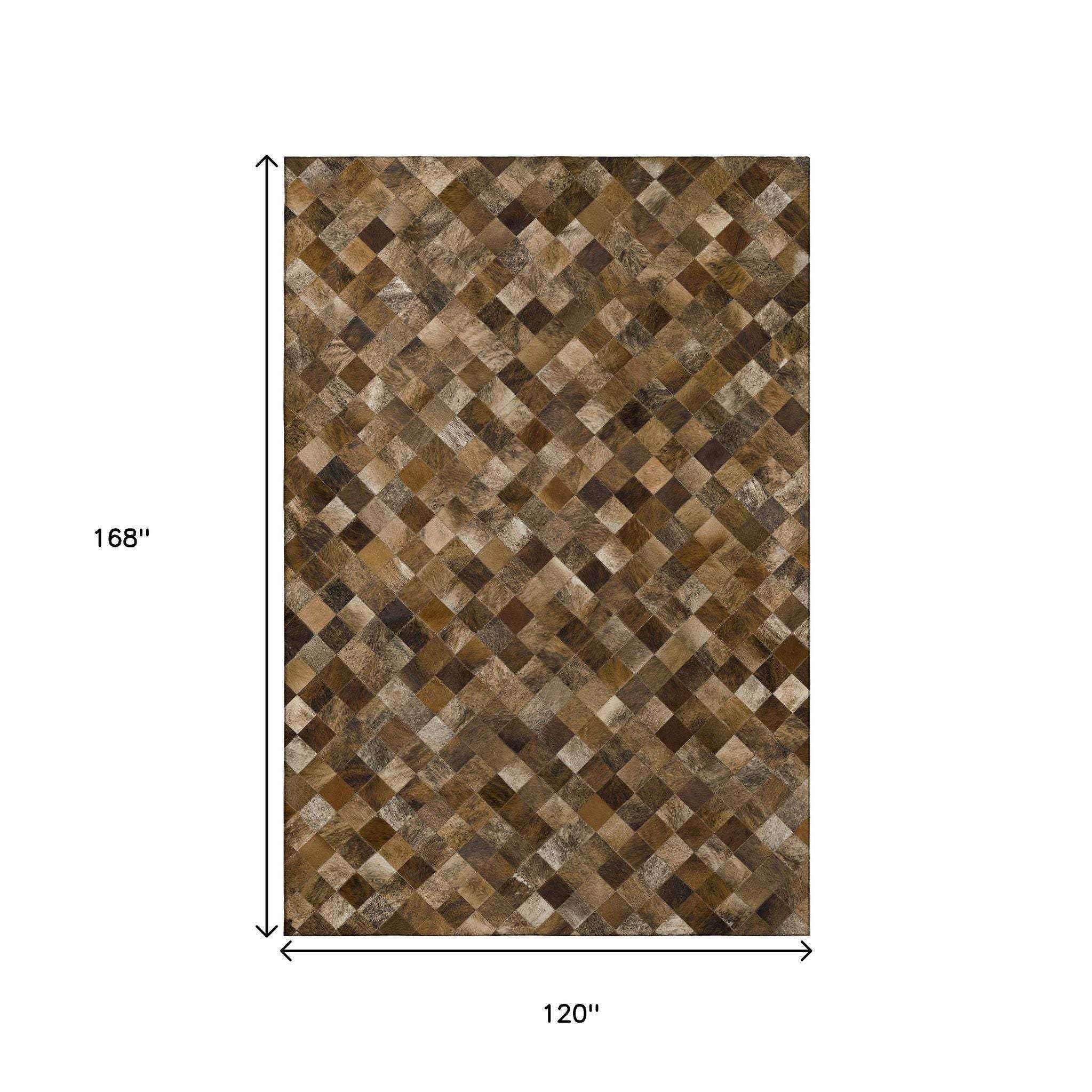 10' X 14' Beige Brown And Coffee Cowhide Print Washable Area Rug With UV Protection - HomeRoots - Flyclothing LLC