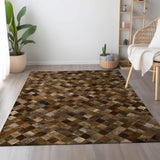 10' X 14' Beige Brown And Coffee Cowhide Print Washable Area Rug With UV Protection - HomeRoots - Flyclothing LLC
