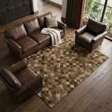 10' X 14' Beige Brown And Coffee Cowhide Print Washable Area Rug With UV Protection - HomeRoots - Flyclothing LLC