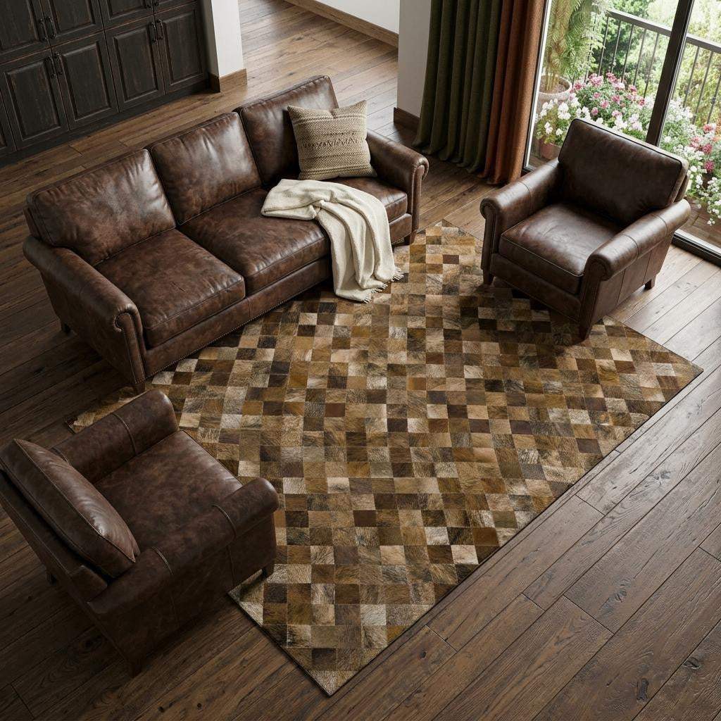 10' X 14' Beige Brown And Coffee Cowhide Print Washable Area Rug With UV Protection - HomeRoots - Flyclothing LLC